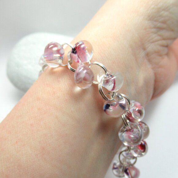 Glass drop linked bead bracelet - Picture 2 of 12